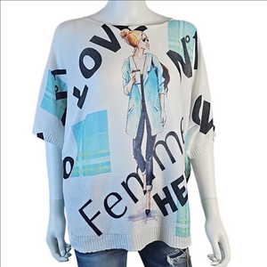 Ethyl The Contempo - Kippen Lightweight Knit 80s Retro Theme Pullover Sw…